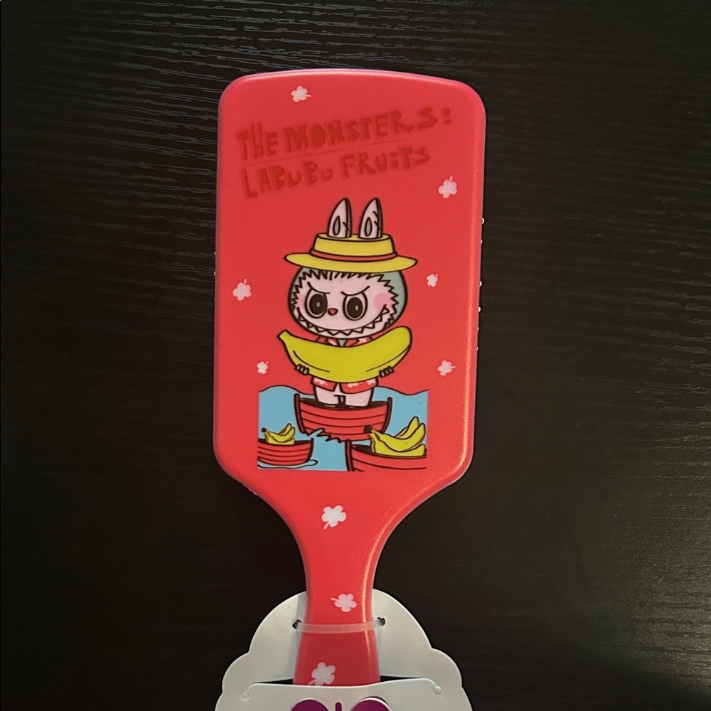 Red Kids Hairbrush with Labubu Cartoon Design
